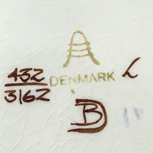 Royal Copenhagen/aluminia Tenera covered jar by Berte Jessen marks